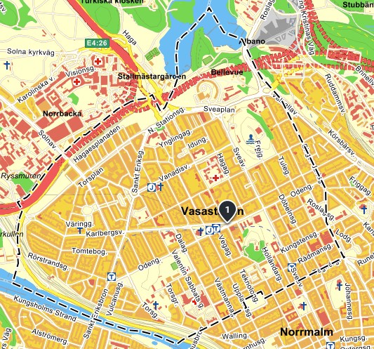 Kartbild över Vasastan